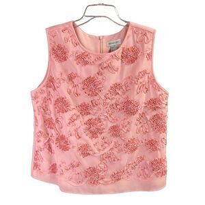 HENRY LEE Vintage 1960’s 3D Floral Ribbon Sleeveless Dress Top Size 14 Pink